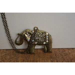 Pretty Elephant Pendant  on Long Chain